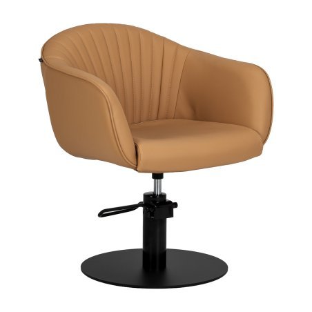 Professionele kappersstoel Gabbiano Copenhagen caramel met hydraulische lift voor comfortabele salonbehandelingen