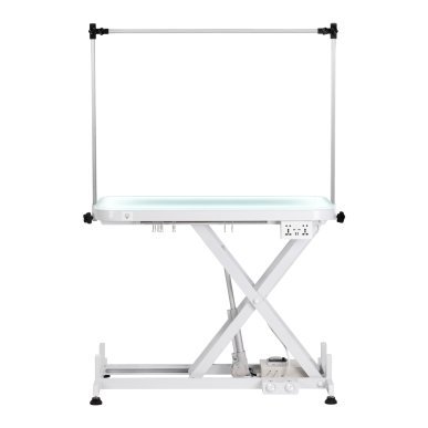 Elektrische trimtafel PAW 3 met verlichting, wit, voor professionele hondentrimsalons en ergonomische vachtverzorging