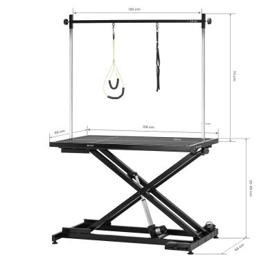 Elektrische trimtafel PAW 1 zwart met hoogteverstelling 22-85 cm en voetbediening voor professionele hondentrimsalon