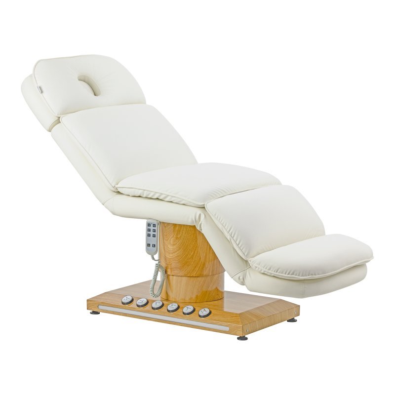Elektrische cosmetische behandelstoel Sillon Cloud met 3 motoren, crèmekleurig, professioneel voor beautysalons