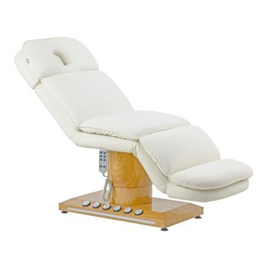 Elektrische cosmetische behandelstoel Sillon Cloud met 3 motoren, crèmekleurig, professioneel voor beautysalons