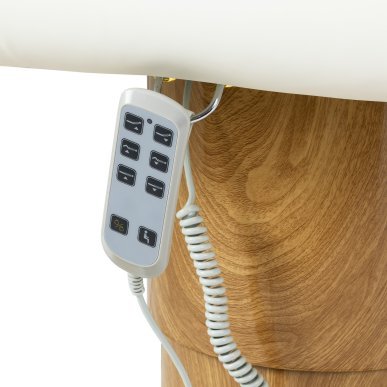 Elektrische cosmetische behandelstoel Sillon Cloud met 3 motoren, crèmekleurig, professioneel voor beautysalons