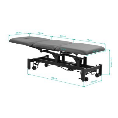 Hydraulische behandeltafel voor massage en fysiotherapie BALANCE Solidum 3 grijs voor professioneel gebruik in de praktijk
