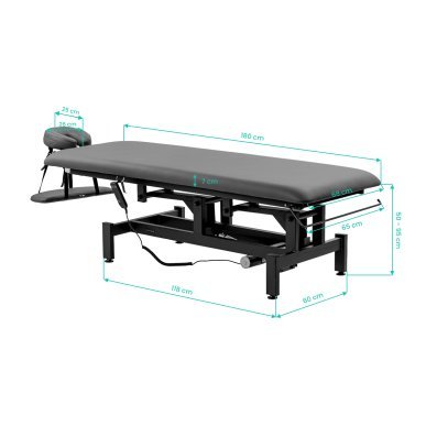 Elektrische revalidatietafel voor massage en fysiotherapie BALANCE Eso 1, hoogte 50-95 cm, grijs voor praktijk