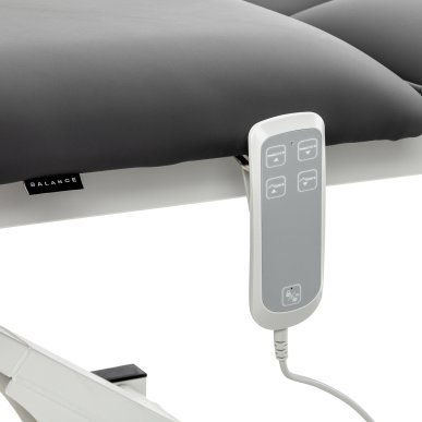 Elektrische behandeltafel BALANCE Eso Pro voor massage en fysiotherapie met Pivotfunctie, gesplitste voetsteun, grijs