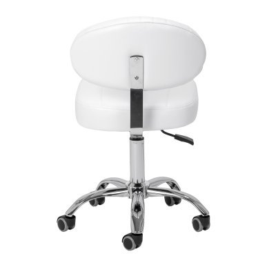 Professionele beautykruk Giovanni Y08 wit met rugleuning, verstelbare hoogte 49-62 cm en draaifunctie voor de salon