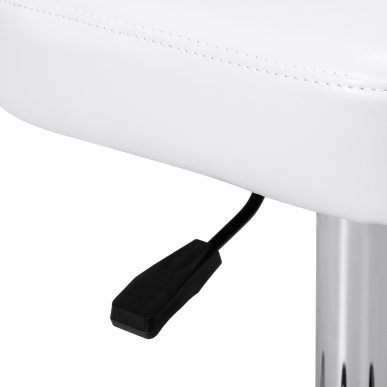 Professionele beautykruk Giovanni Y08 wit met rugleuning, verstelbare hoogte 49-62 cm en draaifunctie voor de salon