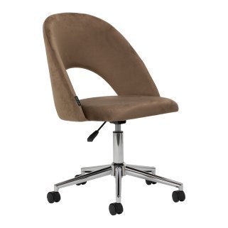 Professionele stoel 4Rico Arco bruin met velours bekleding, gaslift en draaimechanisme voor salon, kantoor en werkplek