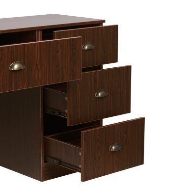 Professionele barberconsole Gabbiano MT-1112 Nut bruin met spiegel, planken en laden voor kapsalon en barbershop