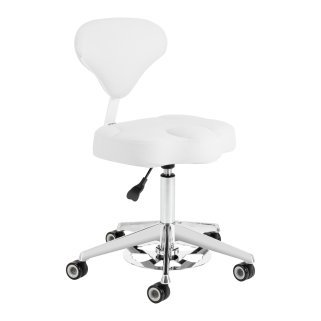 Professionele cosmetische werkkruk Azzurro 156-F bump-up sneeuwwit met verstelbare rugleuning voor salon en praktijk