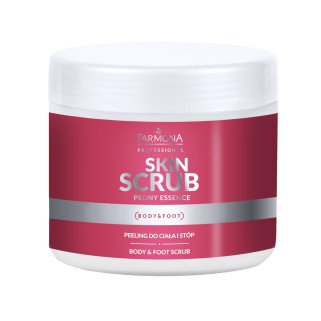 Lichaams- en voetenscrub Farmona Skin Scrub Peony Essence 500 g voor droge, ruwe huid met pioenextract en lijnzaadolie