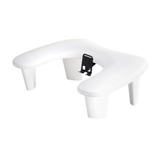Manicure handsteun MOMO Croissant wit met verstelbare telefoonhouder, U-vorm en ruimte voor UV-lamp in nagelsalon