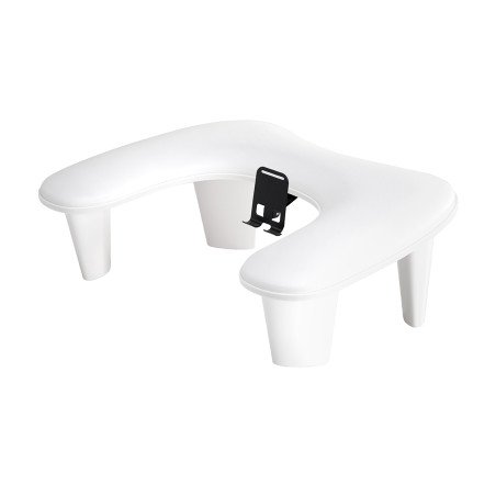 Manicure handsteun MOMO Croissant wit met verstelbare telefoonhouder, U-vorm en ruimte voor UV-lamp in nagelsalon