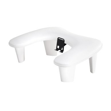 Manicure handsteun MOMO Croissant wit met verstelbare telefoonhouder, U-vorm en ruimte voor UV-lamp in nagelsalon
