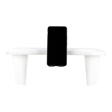 Manicure handsteun MOMO Croissant wit met verstelbare telefoonhouder, U-vorm en ruimte voor UV-lamp in nagelsalon
