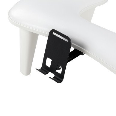 Manicure handsteun MOMO Croissant wit met verstelbare telefoonhouder, U-vorm en ruimte voor UV-lamp in nagelsalon