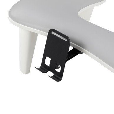 Manicure handsteun MOMO Croissant grijs met verstelbare telefoonhouder, U-vorm en ruimte voor UV-lamp in nagelsalon