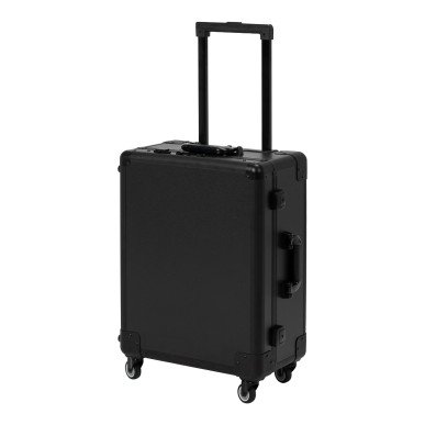 Mobiele make-upkoffer Plus zwart met LED-spiegel, Bluetooth-speakers, telescopische poten en opbergruimte voor visagie