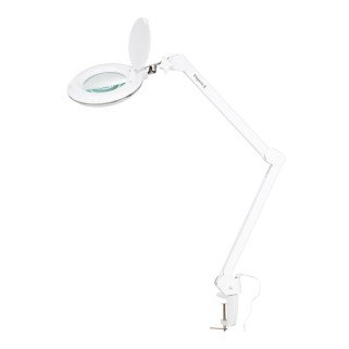 Loepelamp Elegante 6031 wit met 60 SMD LEDs, 3 dioptrie, 2 helderheidsniveaus en tafelmontage voor precisiewerk