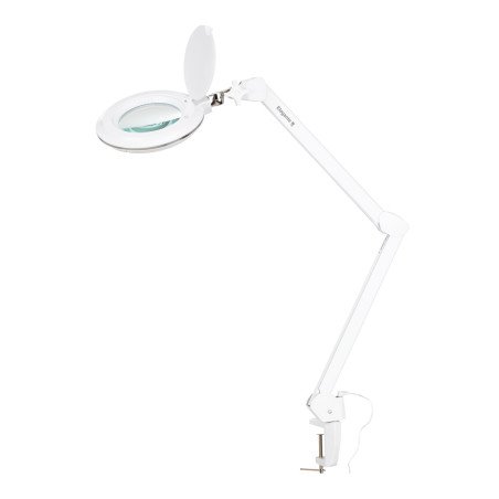 Loepelamp Elegante 6031 wit met 60 SMD LEDs, 3 dioptrie, 2 helderheidsniveaus en tafelmontage voor precisiewerk