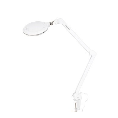 Loepelamp Elegante 6031 wit met 60 SMD LEDs, 3 dioptrie, 2 helderheidsniveaus en tafelmontage voor precisiewerk