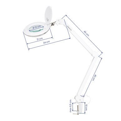 Loepelamp Elegante 6031 wit met 60 SMD LEDs, 3 dioptrie, 2 helderheidsniveaus en tafelmontage voor precisiewerk