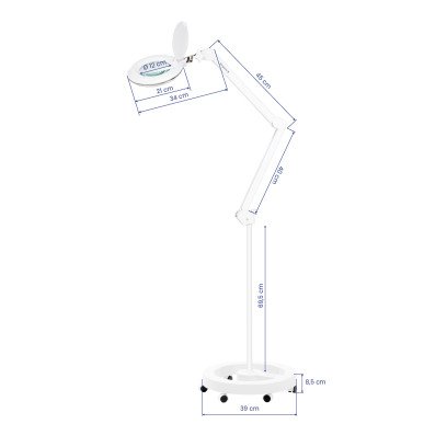 Professionele loepelamp Elegante 6031 wit met statief, 60 SMD LEDs, 3 dioptrie en 2 helderheidsniveaus voor precisiewerk
