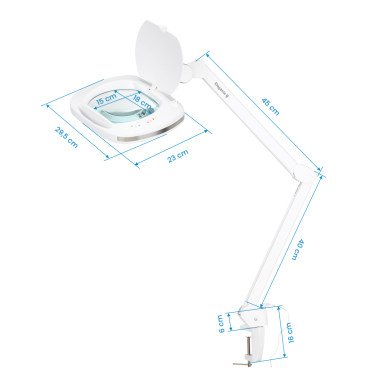 Professionele loepelamp Elegante 6030 wit met 60 SMD LEDs, 3 dioptrie en 6 lichtniveaus voor beauty, podologie en manicure