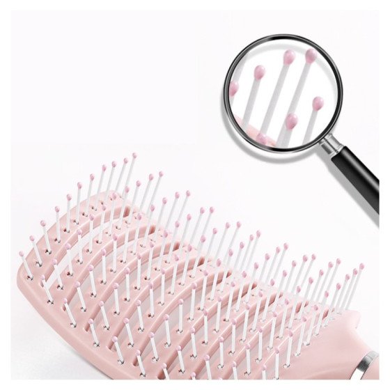 Brosse à cheveux rose poudré – effet racines, coiffage & massage