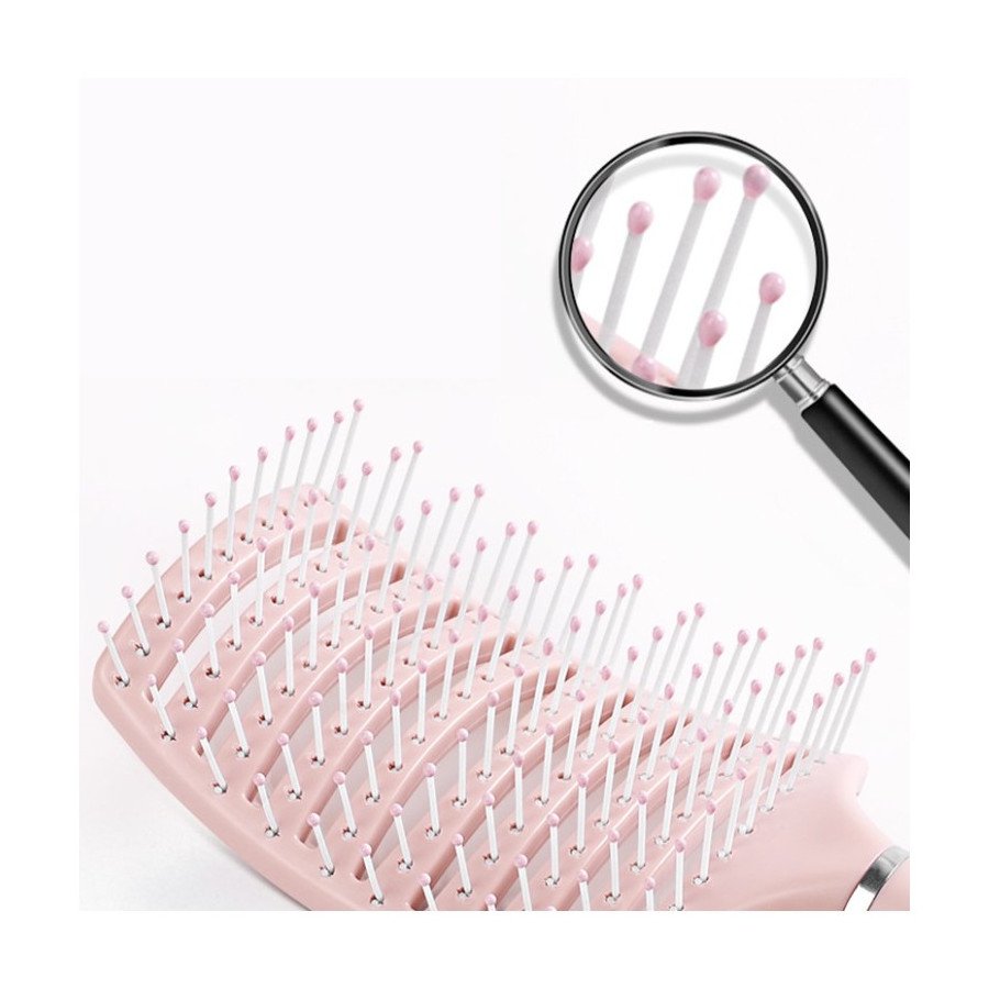 Brosse à cheveux rose poudré – effet racines, coiffage & massage