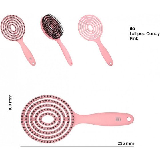 Brosse à cheveux super flexible avec poils de sanglier – démêlage, séchage, massage – rose poudré