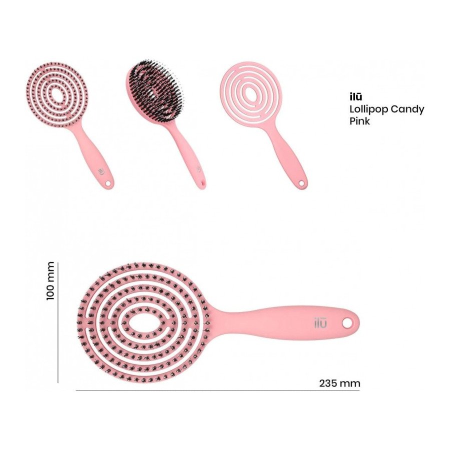 Brosse à cheveux super flexible avec poils de sanglier – démêlage, séchage, massage – rose poudré