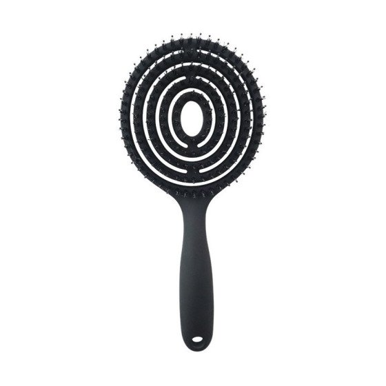 Super flexibele haarborstel met everzwijnhaar – zwart – massage, ontwarren, föhnen