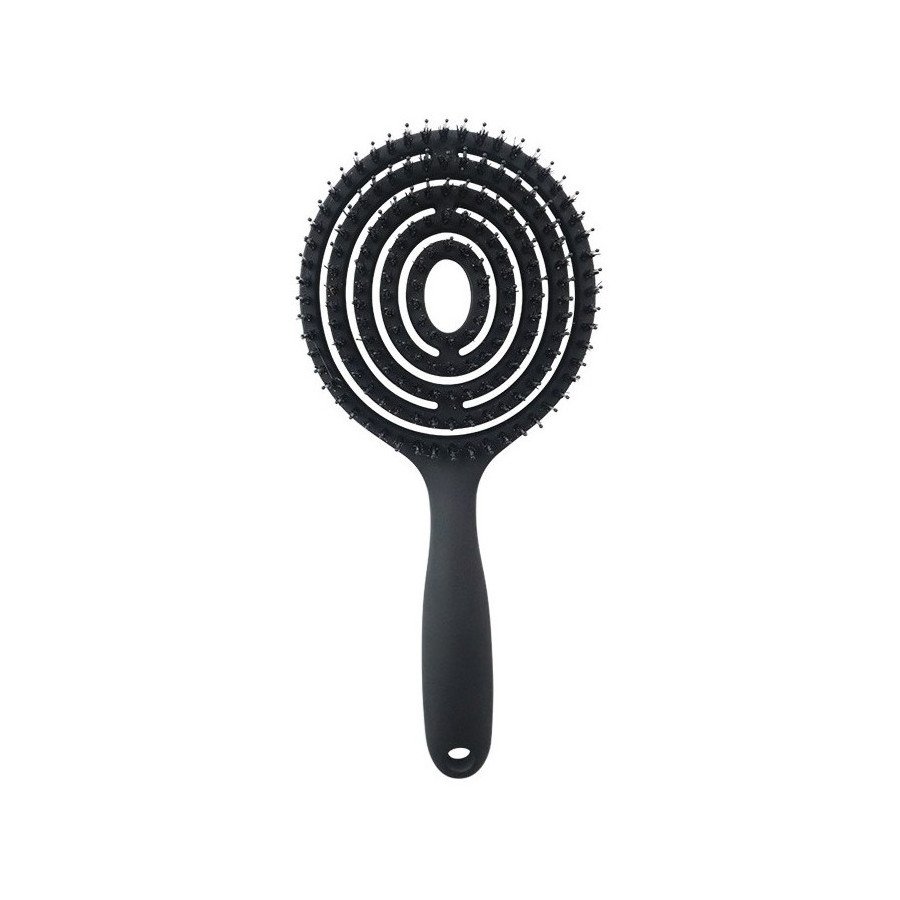 Brosse à cheveux super flexible avec poils de sanglier – noir – démêlage, séchage, massage