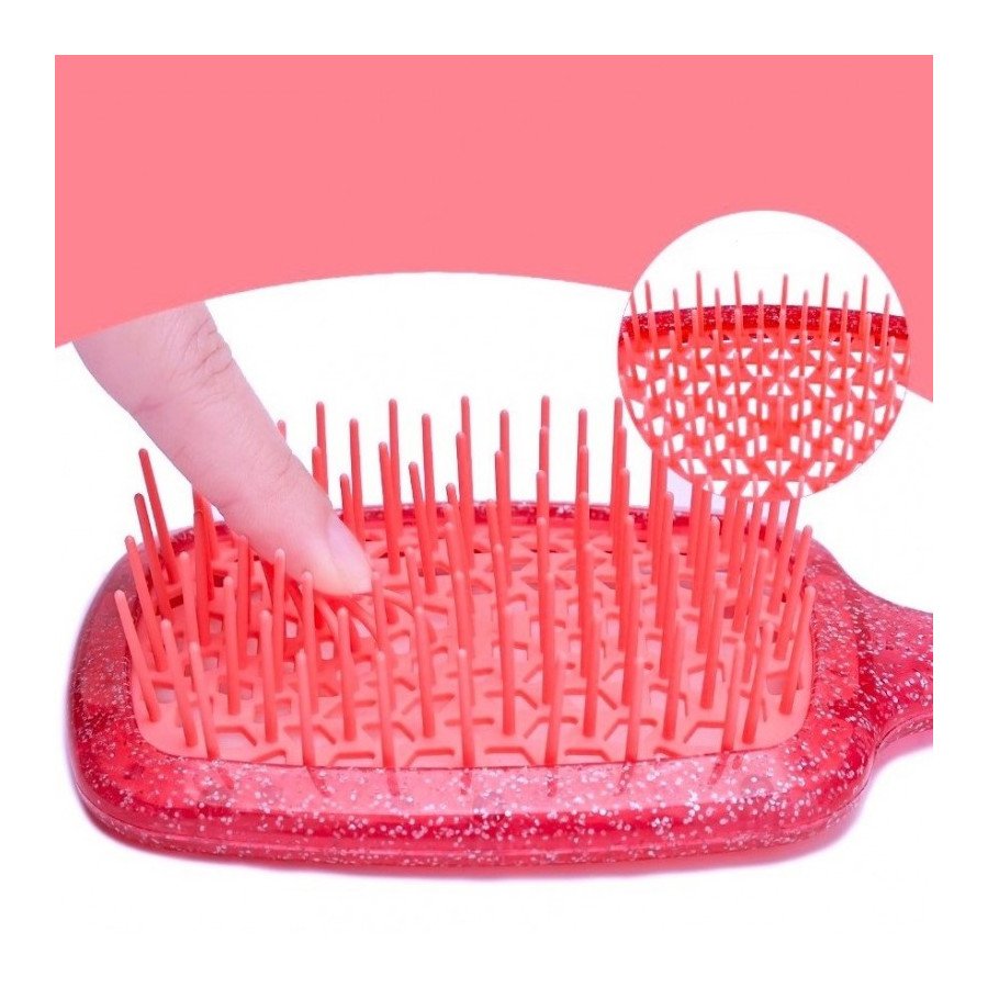 Rode glitter haarborstel – flexibel & geventileerd – geschikt voor elk haartype