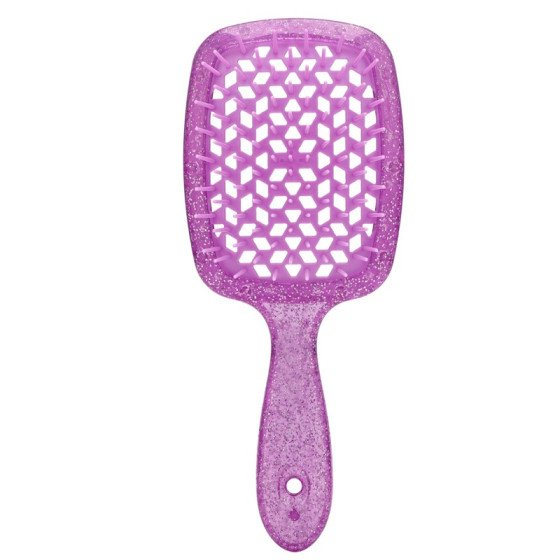 Brosse à cheveux pailletée violette – ultra flexible, ventilée, tous types de cheveux