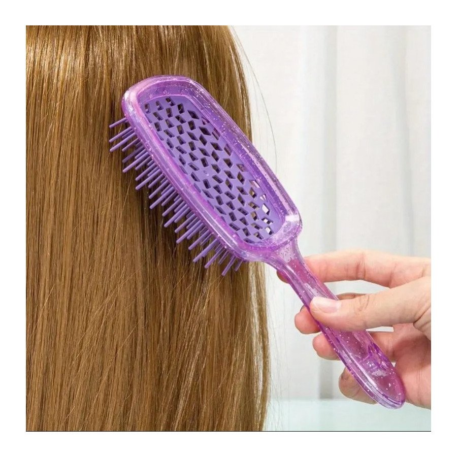 Brosse à cheveux pailletée violette – ultra flexible, ventilée, tous types de cheveux Brosse à cheveux pailletée violette – ultra flexible, ventilée, tous types de cheveux