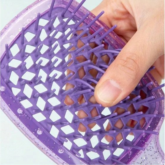 Brosse à cheveux pailletée violette – ultra flexible, ventilée, tous types de cheveux