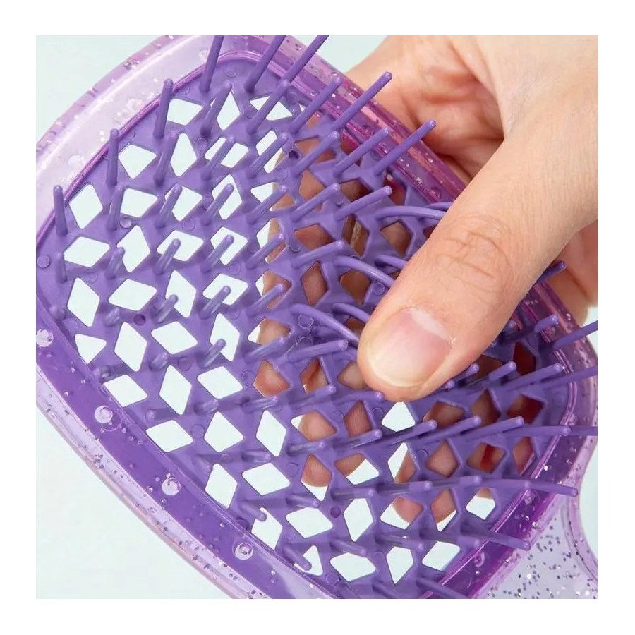 Brosse à cheveux pailletée violette – ultra flexible, ventilée, tous types de cheveux