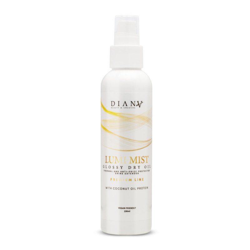 Droge haarolie spray LumiMist Glossy Dry Oil 150 ml met hittebescherming, anti-pluis en glans zonder verzwaring