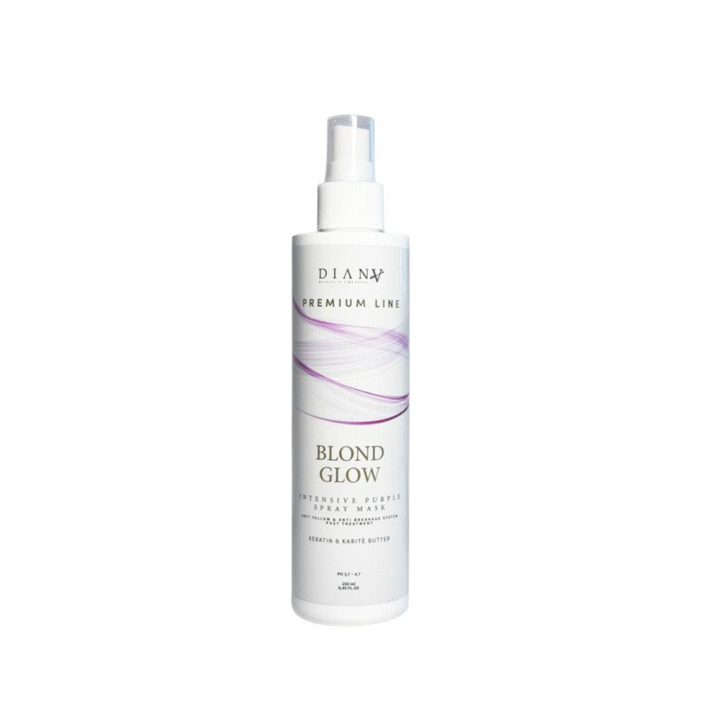 Leave-in spraymasker 10 in 1 Blond Glow 250 ml met paarse pigmenten, keratine en hittebescherming voor blond haar Leave-in spraymasker 10 in 1 Blond Glow 250 ml met paarse pigmenten, keratine en hittebescherming voor blond haar