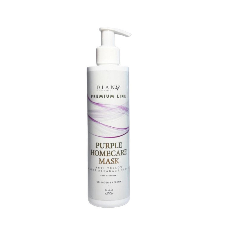 Haarmasker voor blond haar met paars pigment Premium Line Purple 250 ml met collageen keratine jojoba en amandelolie