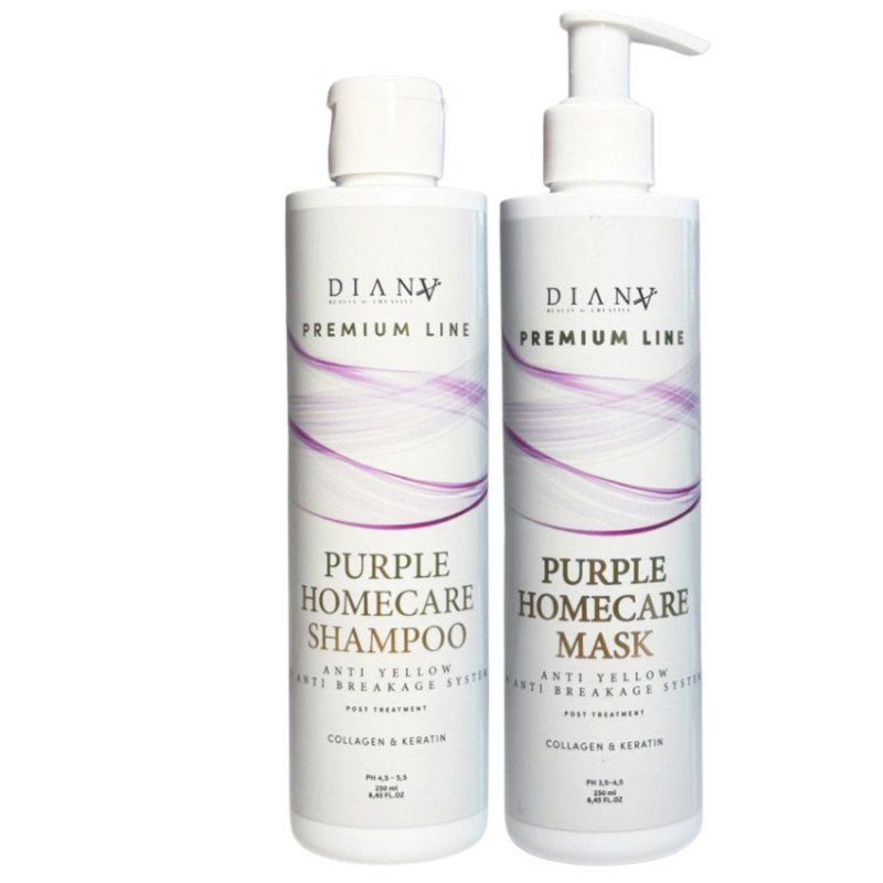 Shampoo en haarmasker Premium Line Purple 250 ml + 250 ml met paars pigment voor koel, zacht en glanzend blond haar Shampoo en haarmasker Premium Line Purple 250 ml + 250 ml met paars pigment voor koel, zacht en glanzend blond haar