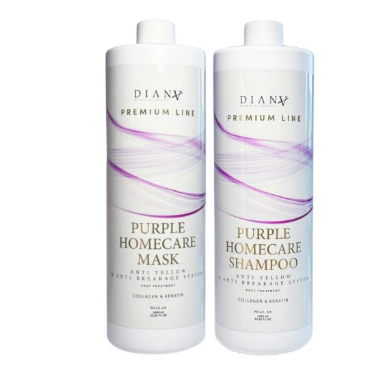 Premium Line Purple Homecare Set – Shampoo en masker voor blond haar met paars pigment 1000ml + 1000ml