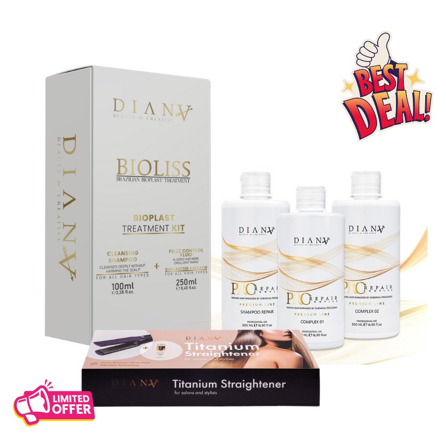 Zestaw Profesjonalny: Bioplastia 250 g + Szampon oczyszczający 100 ml + Pro Repair Complex + Prostownica termoaktywna