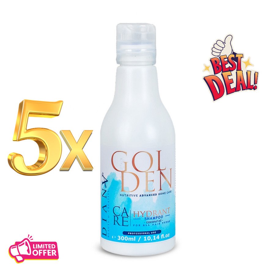5 x Golden Professional Blue Shampoo 250 ml – Voor blond haar na straightening, 1 GRATIS