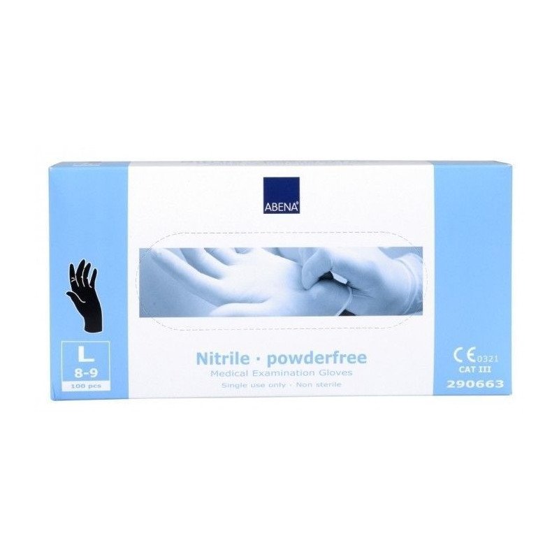 Abena Profesjonalne Rękawiczki Nitrylowe Classic Bezpudrowe L Czarne 100 szt.
