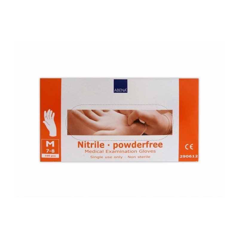 Abena Rękawice nitrylowe bezpudrowe rozmiar M niebieskie 100 szt. Abena Rękawice nitrylowe bezpudrowe rozmiar M niebieskie 100 szt.