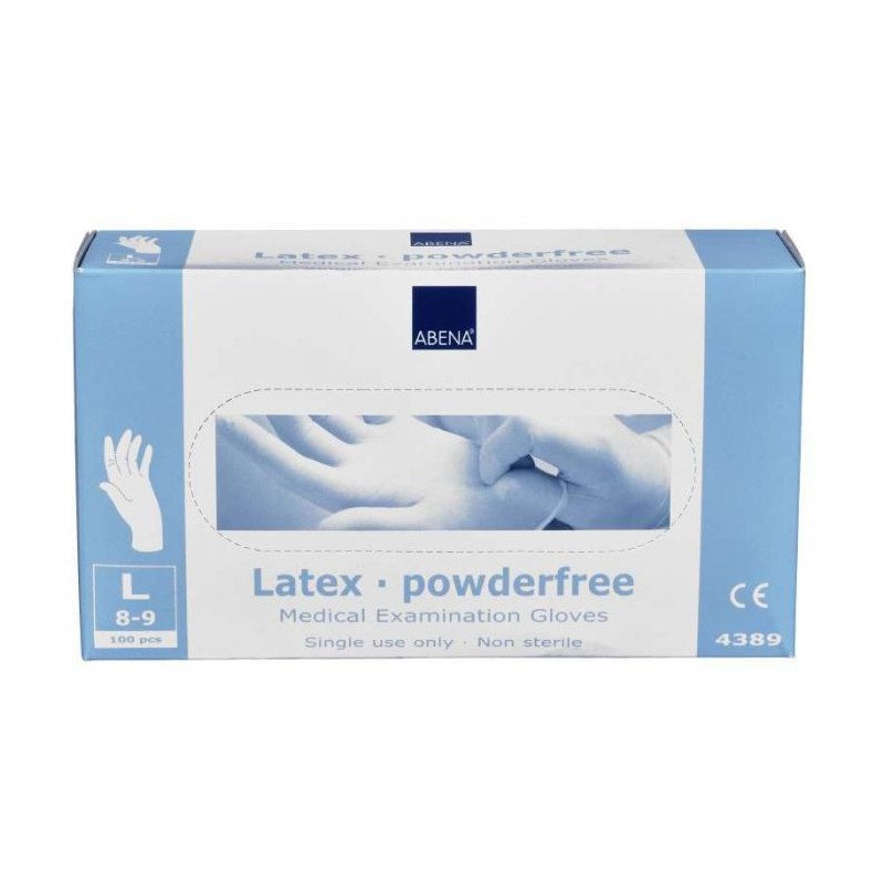 Abena Latex Gloves Powder-Free Size L White 100pcs