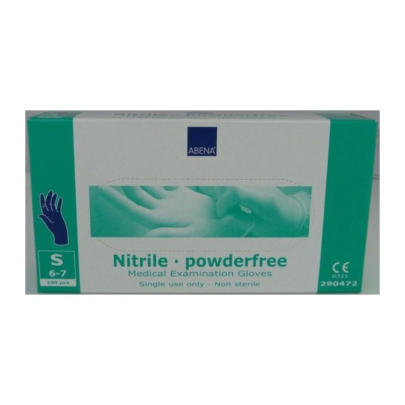 Abena Rękawice nitrylowe bezpudrowe rozmiar S niebieskie 100 szt